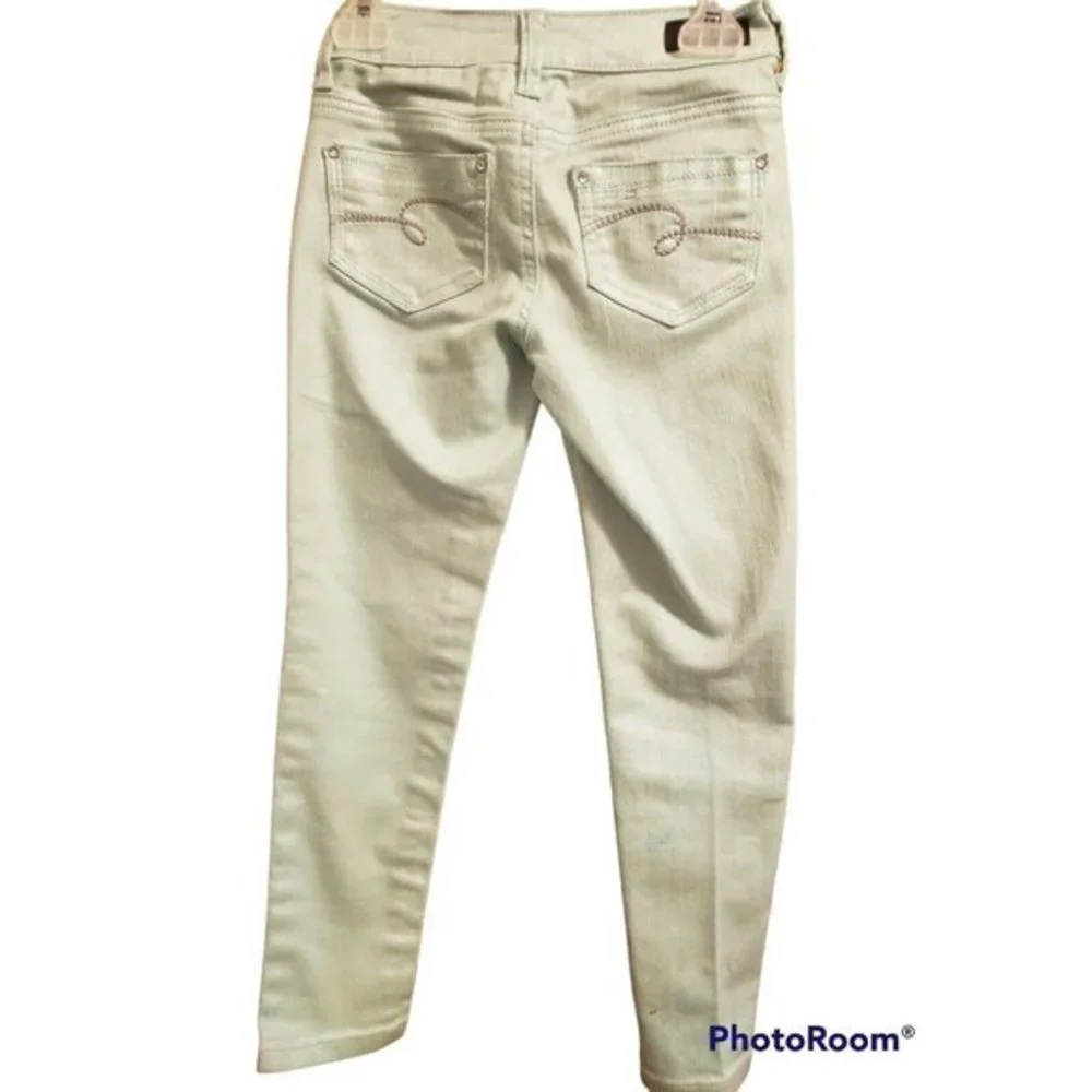 Justice Seafoam Green Metallic Super‎ Skinny Jeans, Girls Size 7R